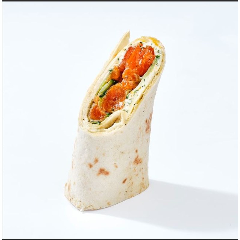 Wrap au gravlax de saumon et velouté d’aneth